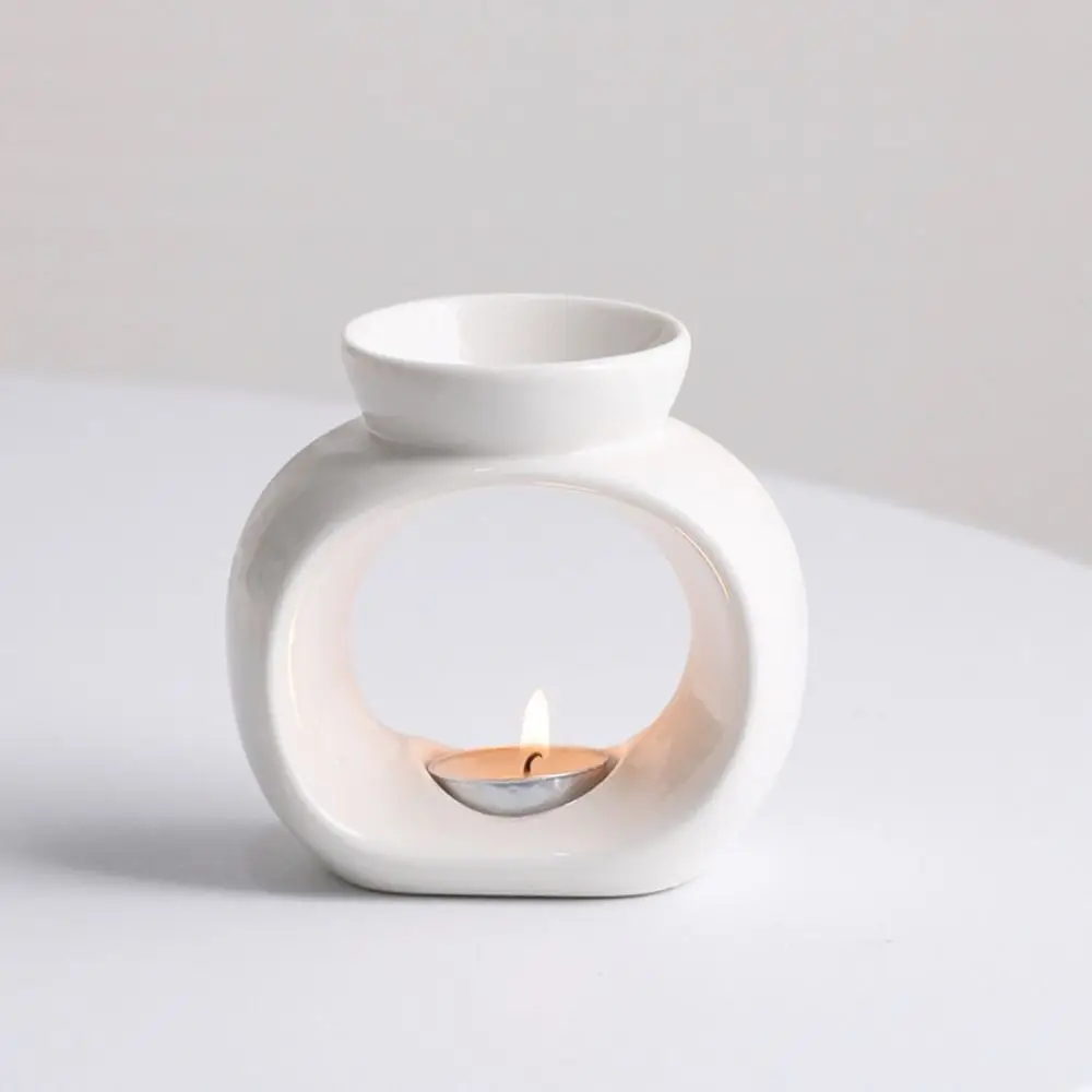 Oval Ceramic Aromatherapy Stove Hollow Design Elegant Oil Incense Holder Unique Optimal Fragrance Diffusion Essential Oil Burner