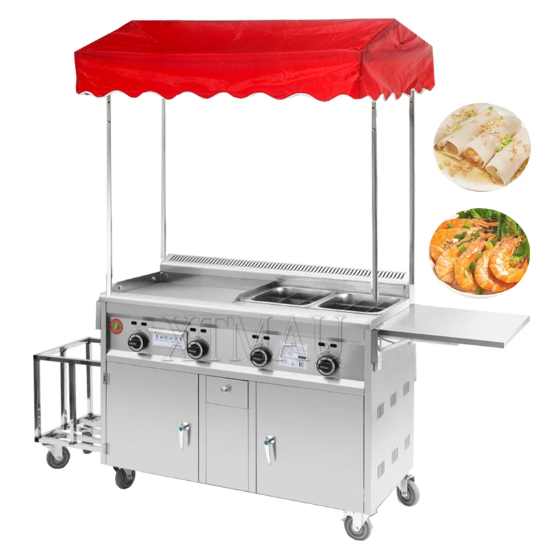 Teppanyaki Commercial Barbecue Night Market Stalls Fried Skewers Boiled Skewers Pancake Pan Fried Griddle Snack Cart