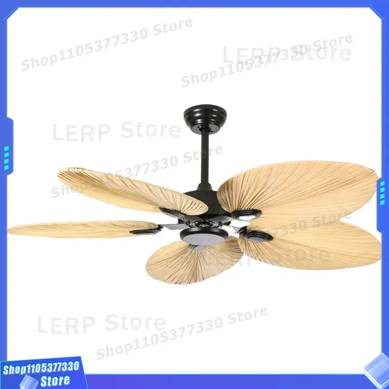 Hot 52-Inch Natural Rattan Ceiling Fan with Antique DC Motor Remote Control Customized Design for Living Room
