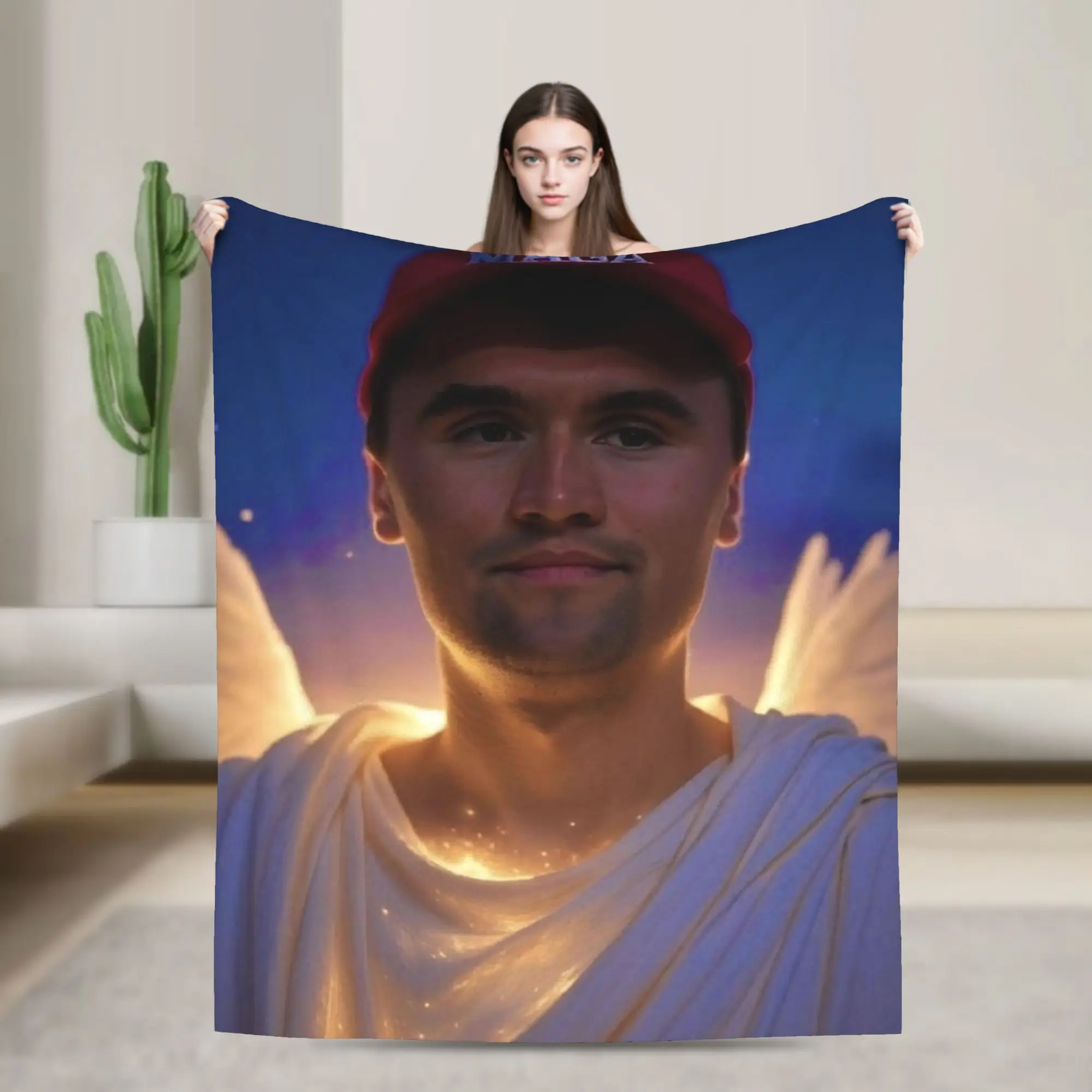 CharlieKirk Angelic Advocate Blanket  Flannel Throw Blanket Bedding Couch Decoration Soft Warm Bedspreads