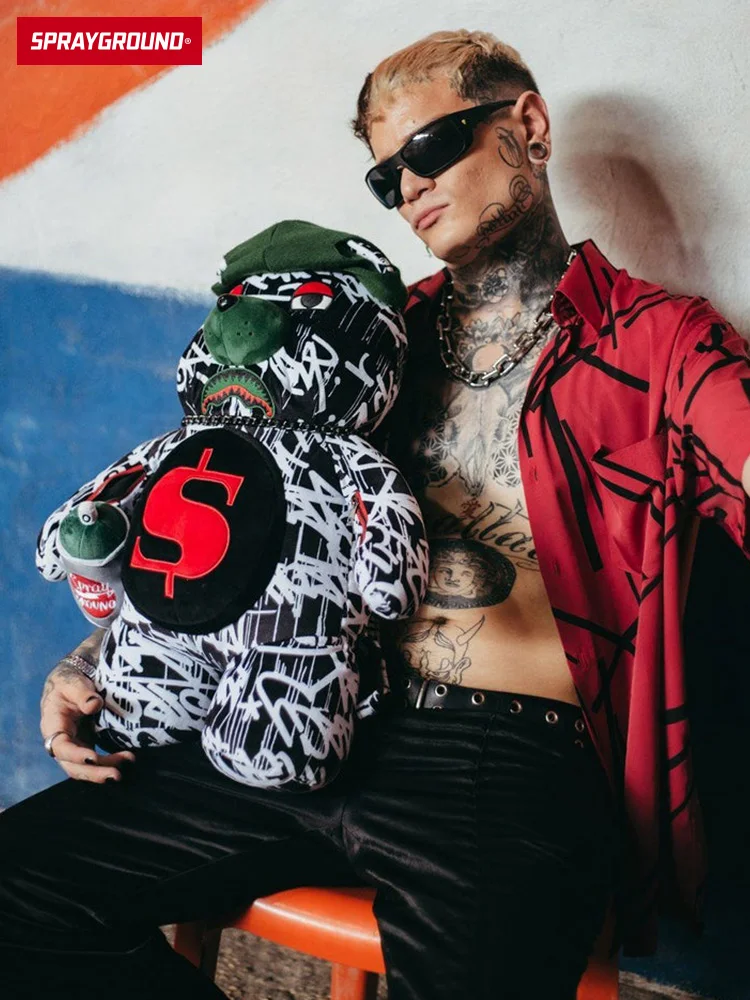 

Уличная кукла-медведь с вышивкой privileg Sprayund, мужская модная сумка с двойным плечом, повседневная сумка с изображением животного Мавпа, полиэстер...