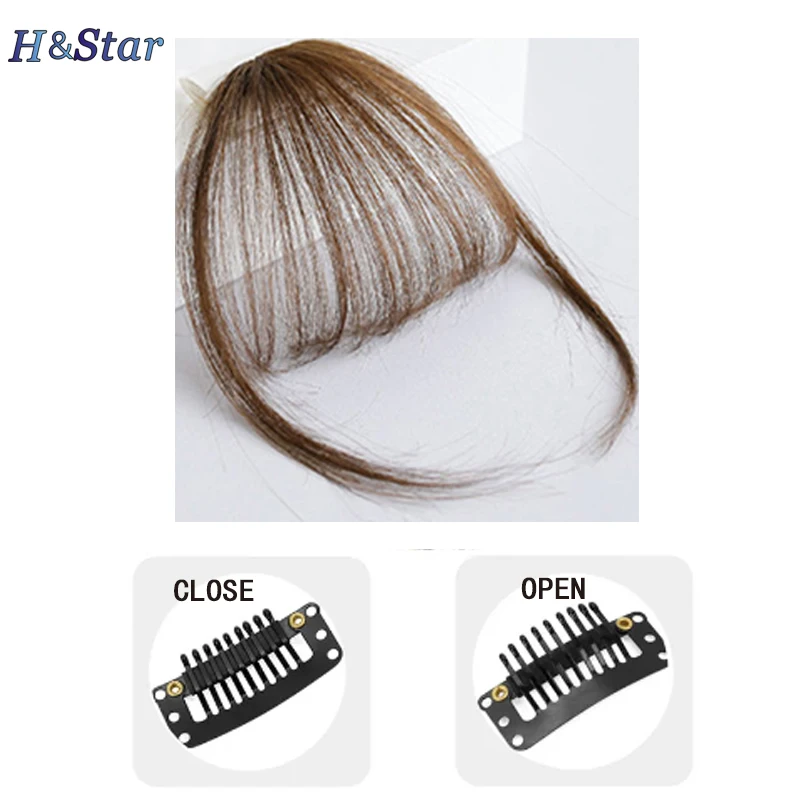 H&STAR Synthetic Fake c Air Bangs Clip-In Hair Extension Fringe False Blunt Hairpiece Clip In Front Hair Bangs for Women