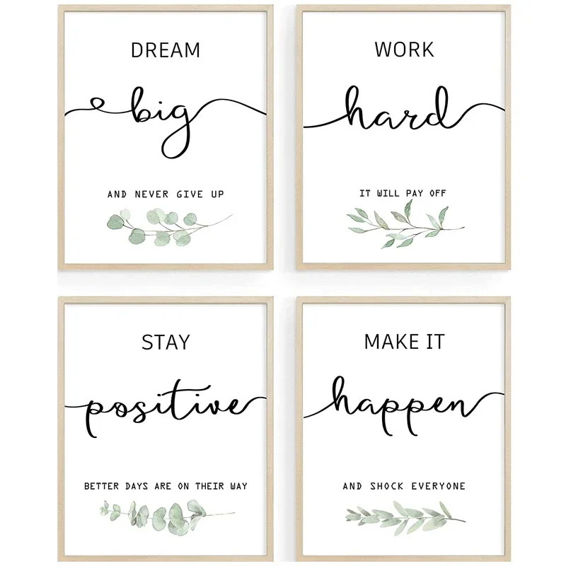Inspirational Letter Poster Minimalism Motivational Canvas Painting Nordic Black White Living Room Wall Art Picture Home Decor