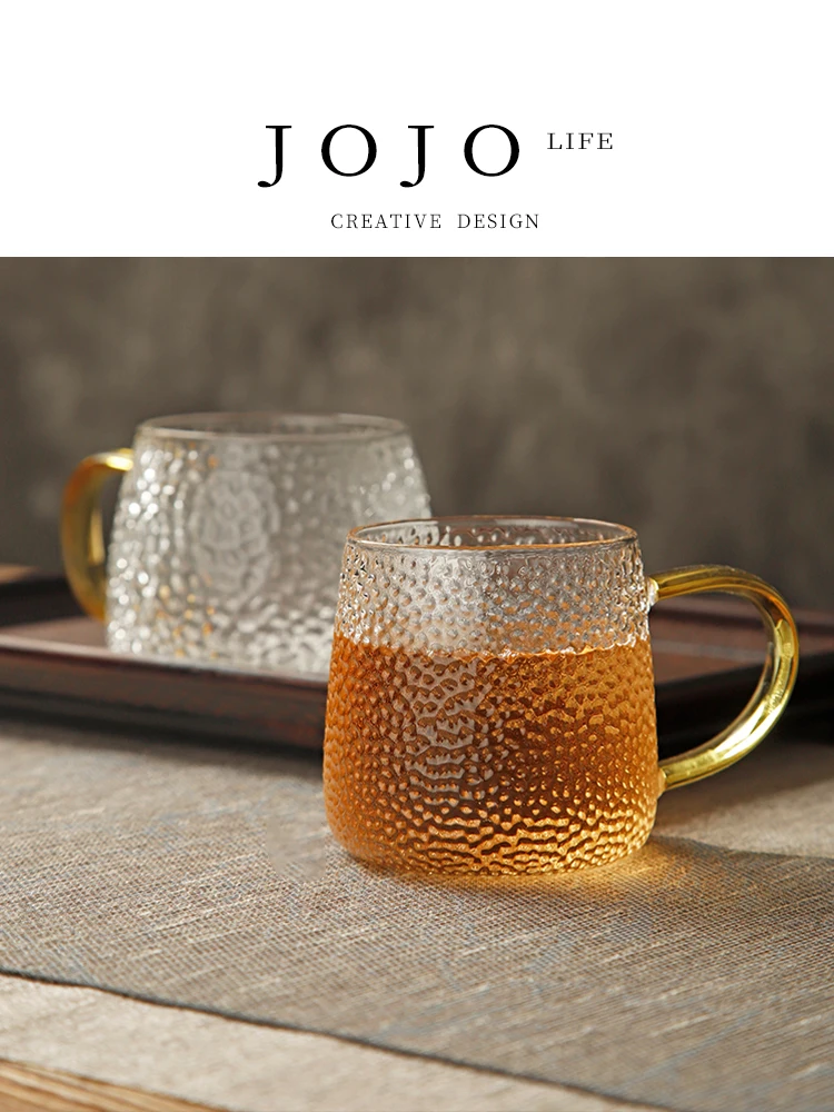 

Transparent Glass Cup Japanese Sle Hammer Pattern Premium Lady Home Use Antibacterial round ape Heat Resistant Glass Cup