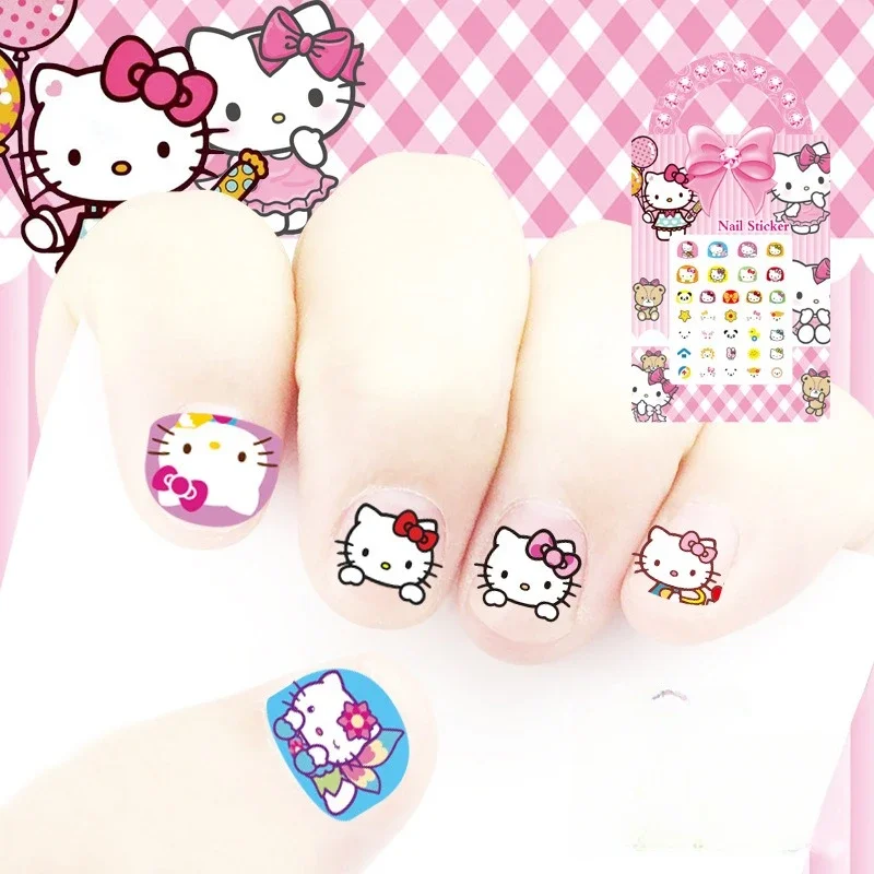 5Pcs Sanrio Hello Kitty Nail Stickers Anime Figure Cinnamoroll Kuromi My Melody Cute Kid Birthday Party Nail Stickers Girl Gifts