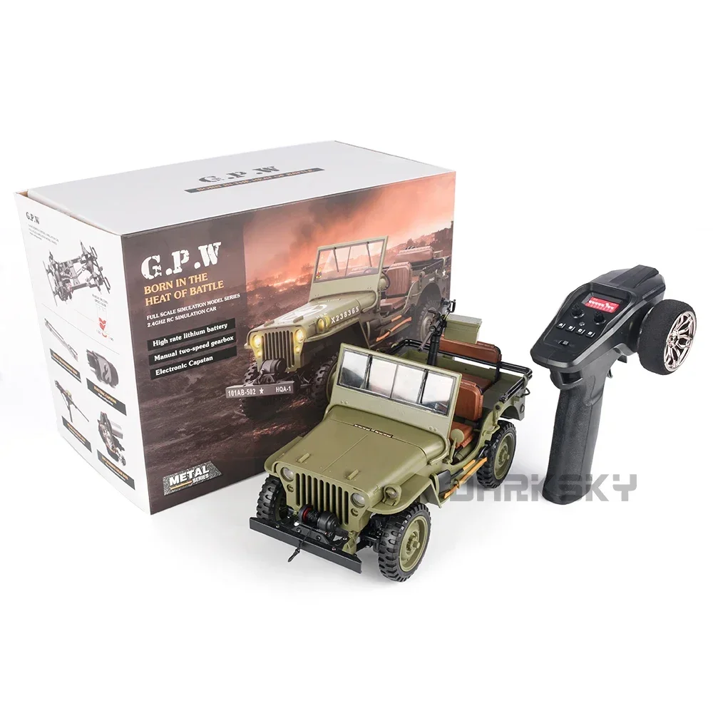 HG4-58 Willys - 1/14 RC جهاز تحكم عن بعد كهربائي صغير محاكاة ألعاب الشاحنات العسكرية للبالغين والأطفال، سيارات RC #3