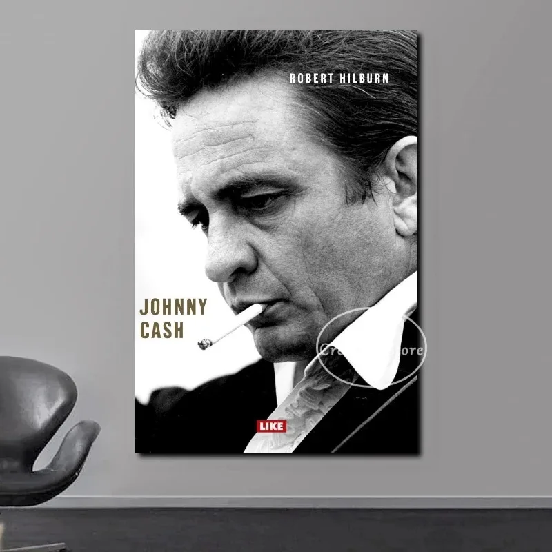 Famous Johnny Cash Guitar American Rural Music Singer Poster Retro Canvas Prints Wall Pictures Living Room Wall Art Home Decor