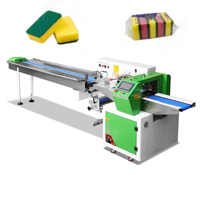 Washing-up Sponge  Pillow Packing Machine for Food Industries Pouch Packaging Wrapping Filling Labeling Foil/Bag/Film Custom