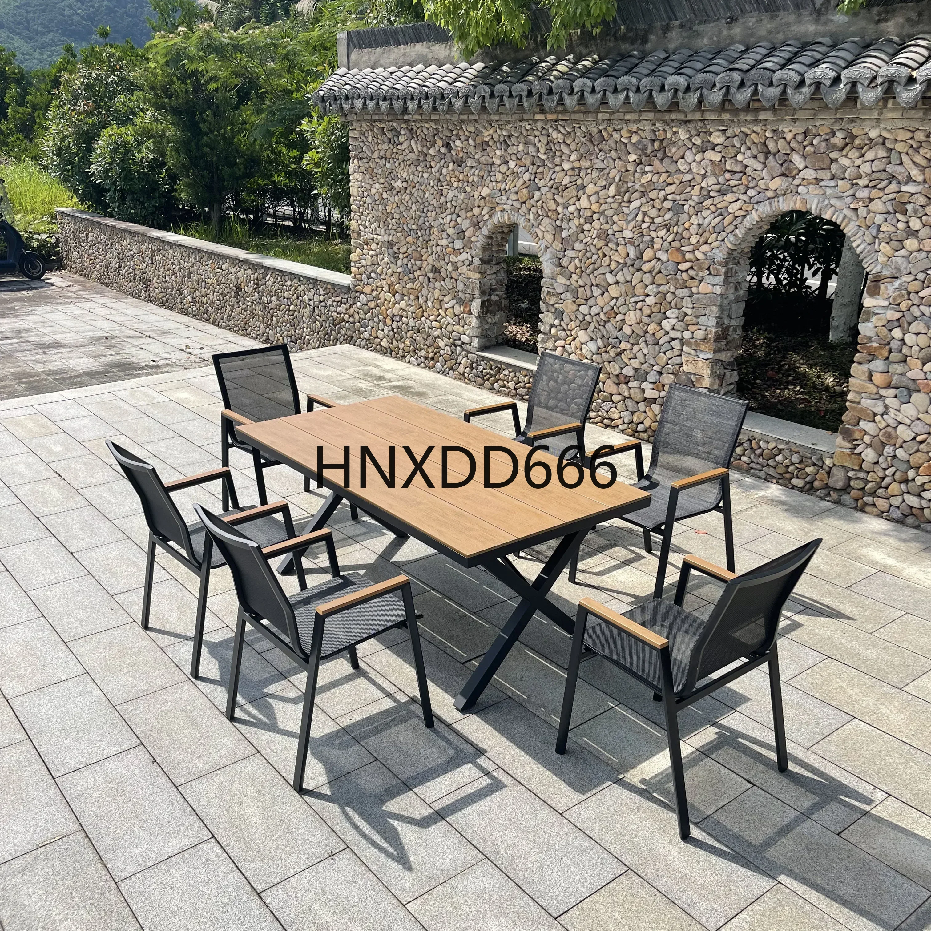 

7 PCS Aluminum Outdoor Garden Furniture Dining Table Set Patio Seating Outdoor Dining Set Patio Terraces Backyard Seating Group