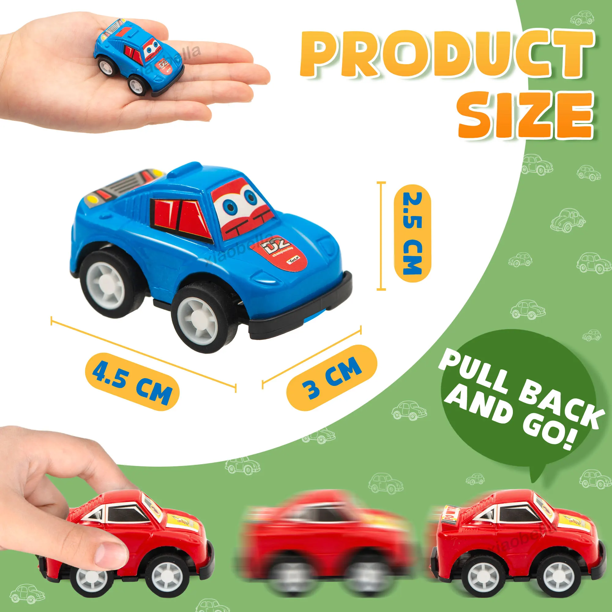24 Pack Pull Back Cars Mini Vehicles Toy Cartoon Bulk Party Favor Race Cars Toys Bus Boys Girls Toddlers