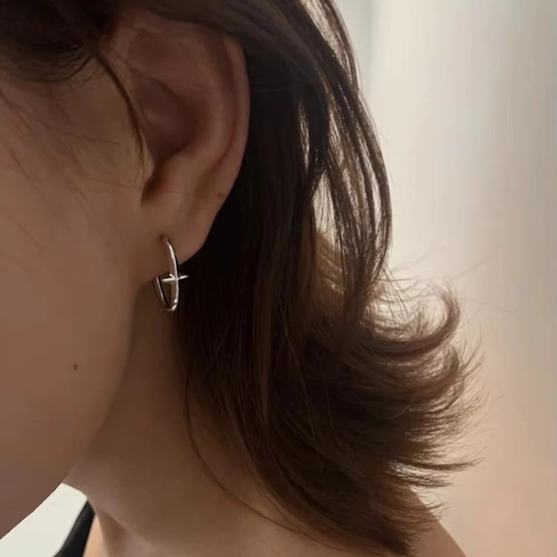 Nuevo Pendientes de plata de ley 925, pendientes de estrella pequeña, joyería femenina, pendientes de aro de regalo para mujer