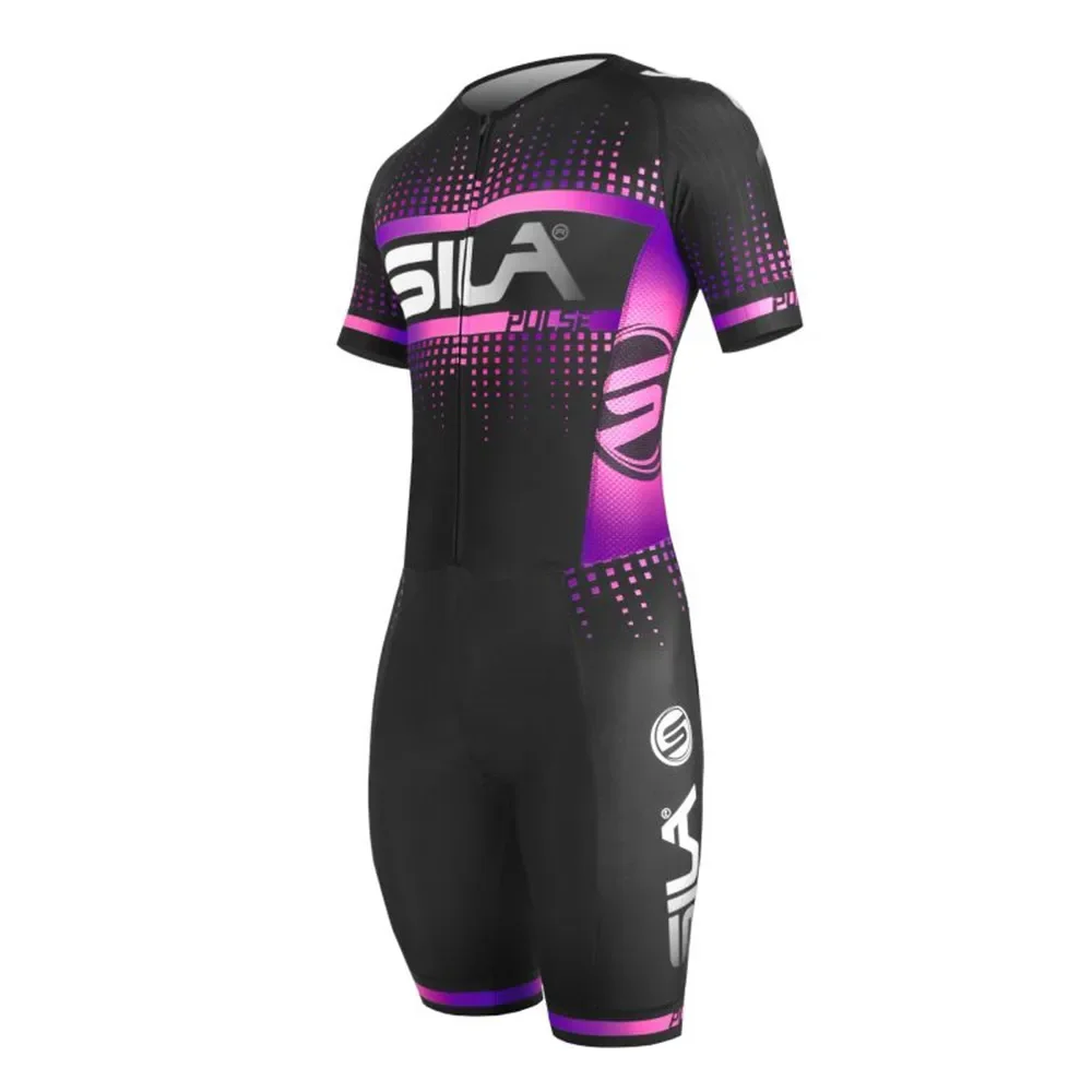 Sila Children\'s Short Sleeve Bodysuit Team kids Practice Skating Clothes Inline Pulley Speed Suit Ciclismo Bike Cycling Jumpsuit