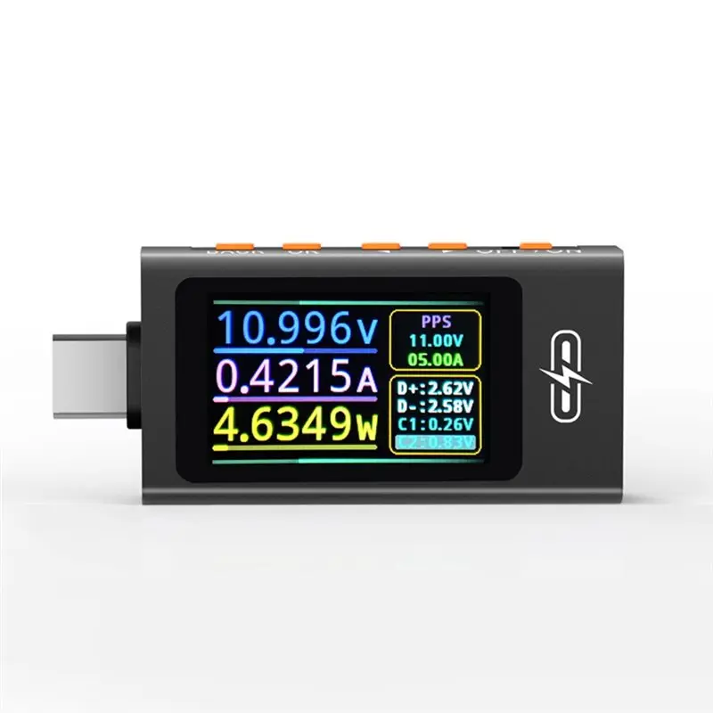 AB42-UT01C Type-C Tester Fast Charging Trigger Meter 4V-30V 12A Digital Voltage Current Detection Meter IPS Display