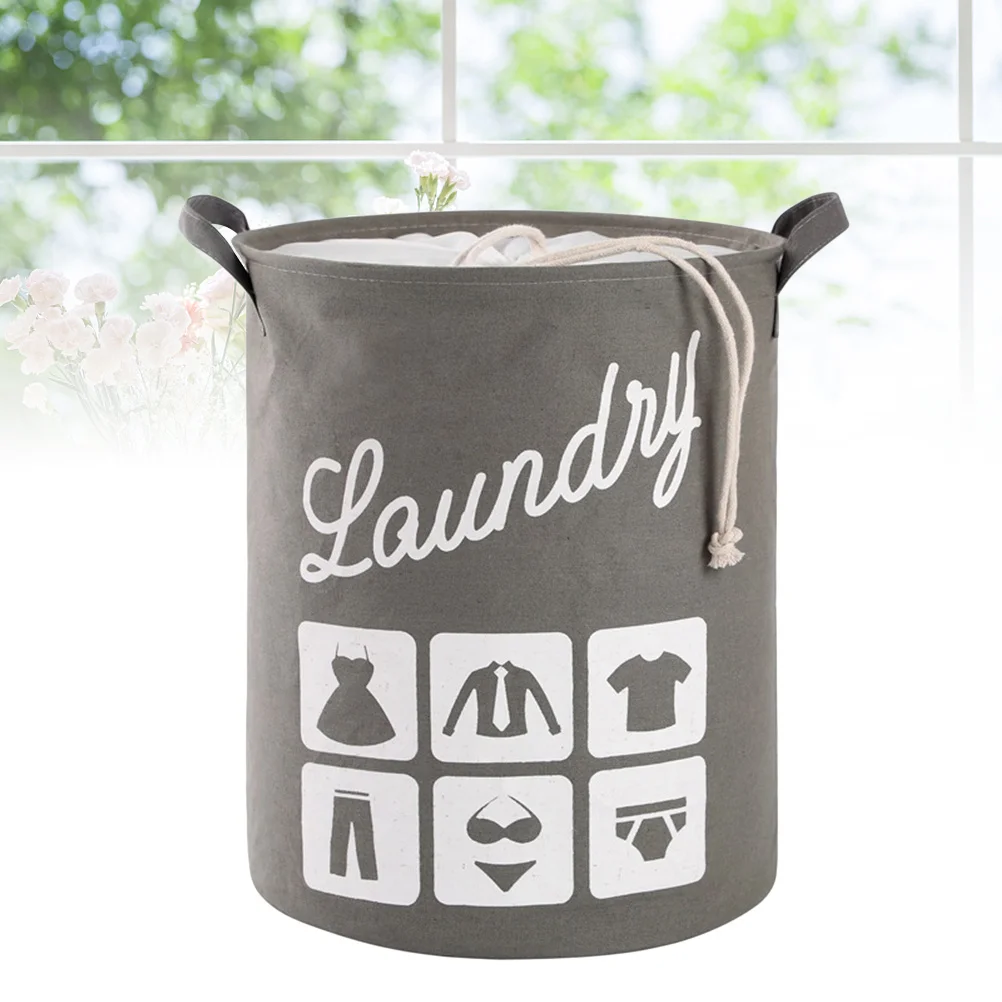 

Cotton Linen Laundry Hamper Foldable Portable Organizer Gray Large Capacity Eco Friendly Encrypted Stitch Fine