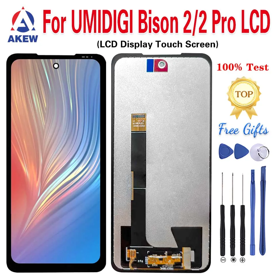 AKEW 오리지널 LCD 디스플레이, UMIDIGI Bison 2 Pro, Umidigi Bison 2 터치 스크린, Umi Bison2 디지타이저 어셈블리 교체, 6.5 인치