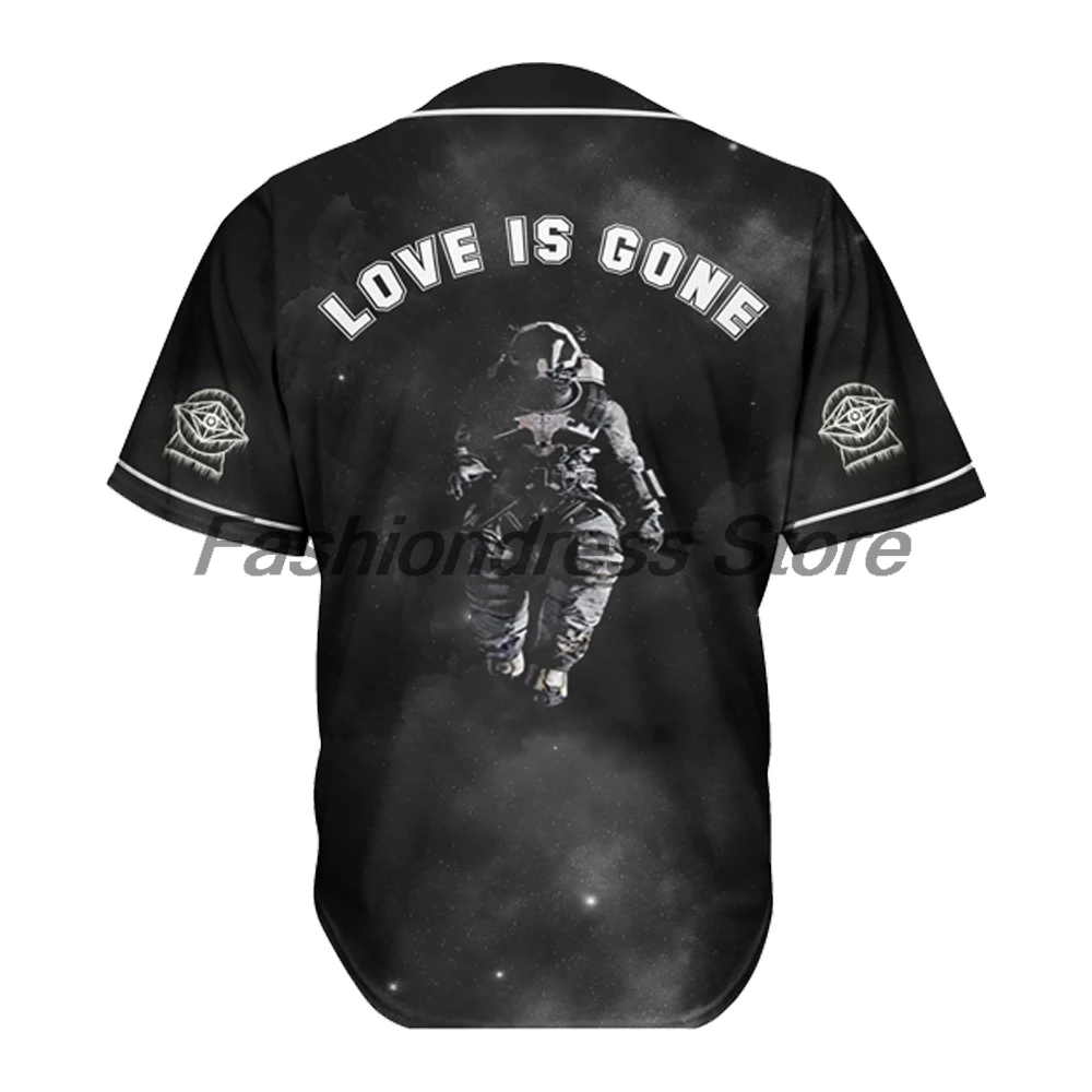 Slander Love is Gone Space Baseball Jersey V-Neck Short Sleeve Button-Down Shirts Women Men Outdoor Streetwear Tops