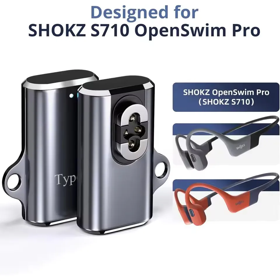 Portable Headphone Charger Adapter for SHOKZ OpenSwim Pro S710 USB C Fast Charging Converter for Shokz Magnetic Connector