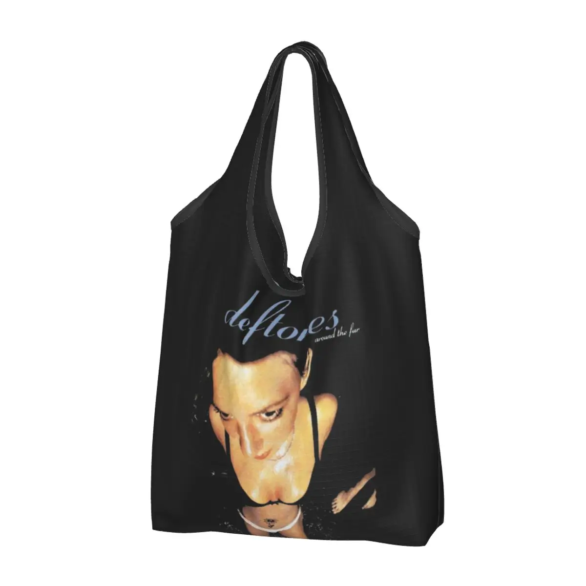 

Reusable Deftones Punk Hip Hop Shopping Bag for Groceries Foldable Grocery Bags Washable Large Tote Bags