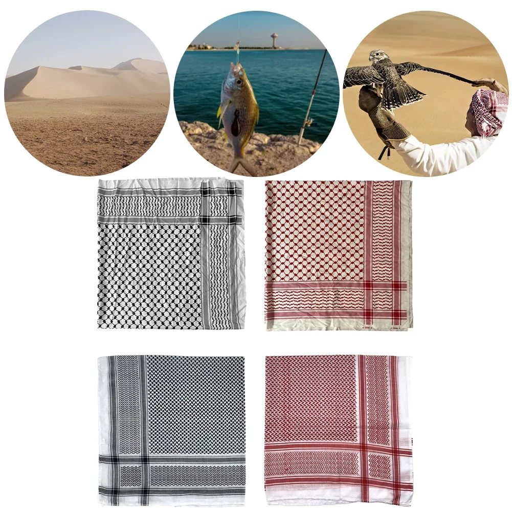 Sciarpa da uomo araba in cotone Shemagh Desert sciarpa Jacquard Keffiyeh sciarpa araba 125 x12 5/140x140cm accessori per costumi arabi