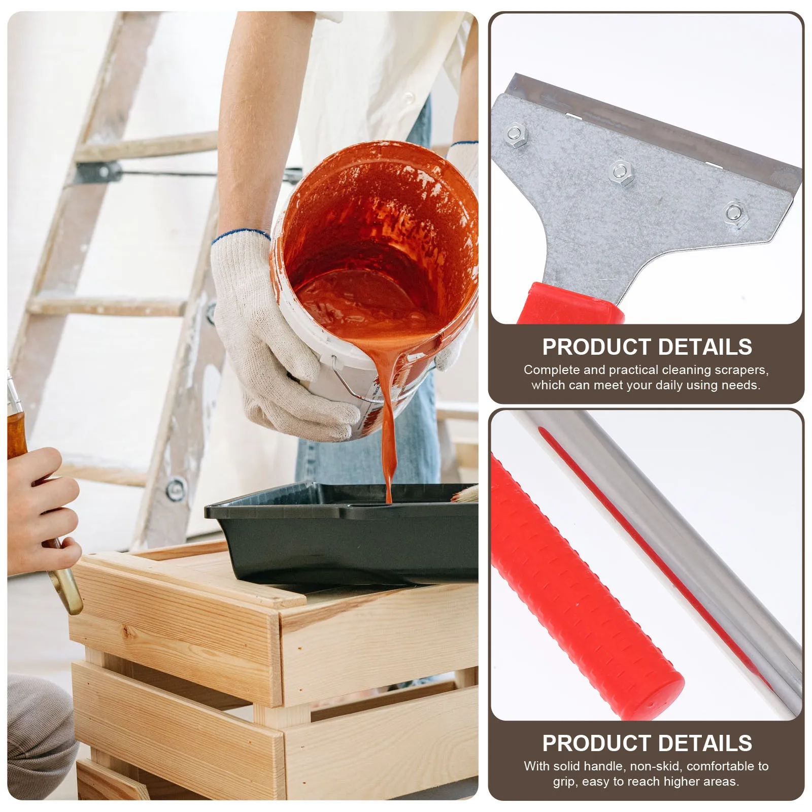 

2pcs Cleaning Scrapers Solid Handle Non-Skid Grip For Hard Surface Tile Glass Granite Concrete Floor Glue Oil Paint Adhesive