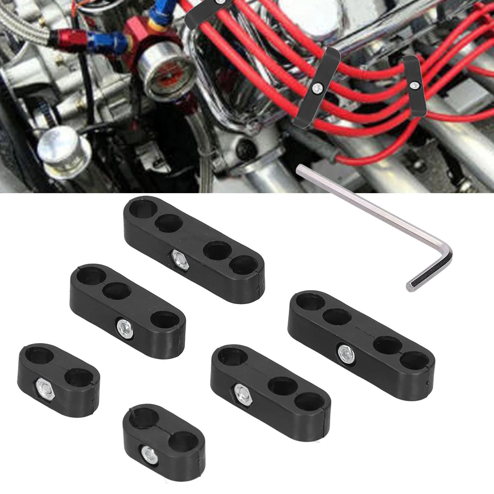 7mm/8mm Spark Plug Wire Separators Dividers Looms Kit with Wrench High Temperature Resistant Fit