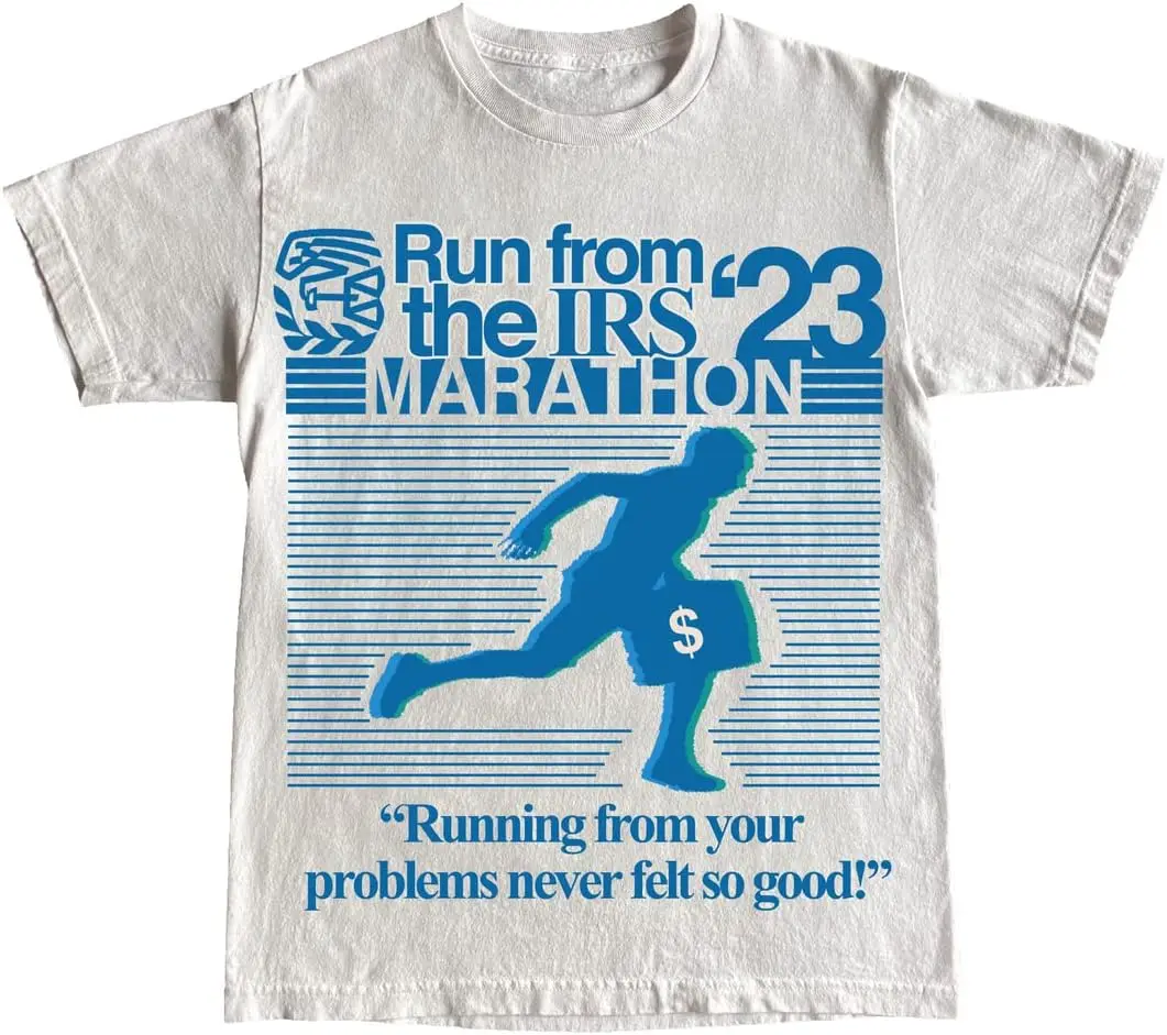 

Run from The IRS '23 Marathon T-Shirt White Short Sleeve