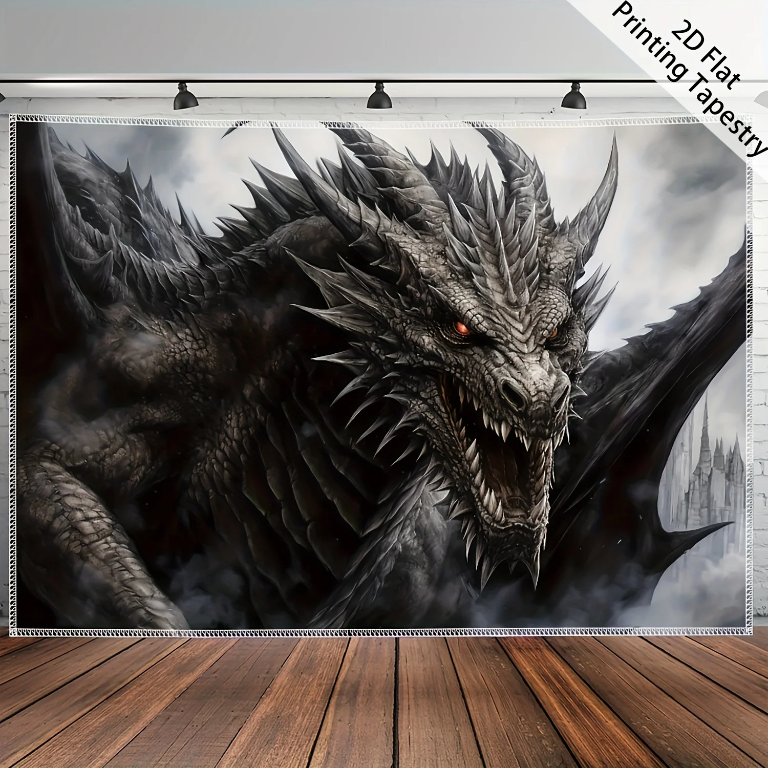 [2D Flat Printing] 1pc Ultra Large Majestic Dragon Animal Pattern Tapestry, HD Digital Printing Polyester Huge Tapestry, Home Wa