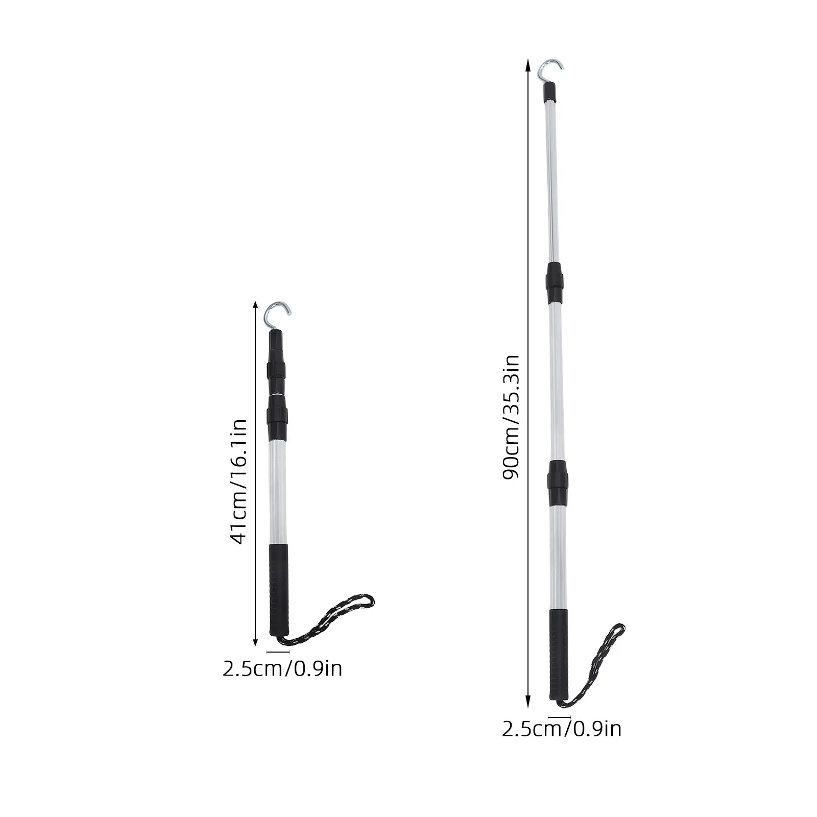 Aluminum Attic Ladder Puller Telescoping Pole with Hook Extendable Pull Down System for Loft Stairs Rv Awning Window Opener