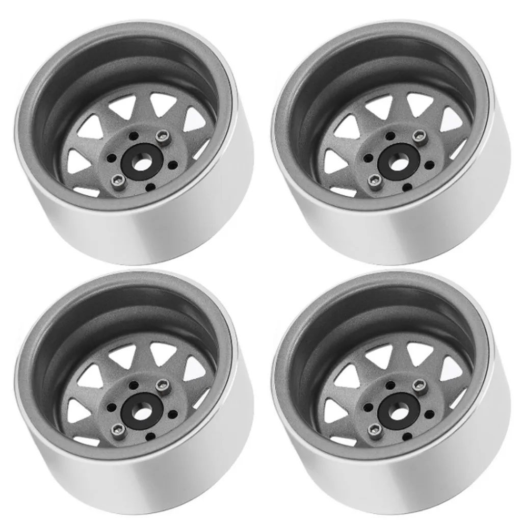4Pcs 1.9in 비드 록 휠 림 허브 딥 디쉬 네거티브 오프셋 8.9mm 금속 1/10 RC 크롤러 자동차 TRX4 축 SCX10 90046 RC 부품