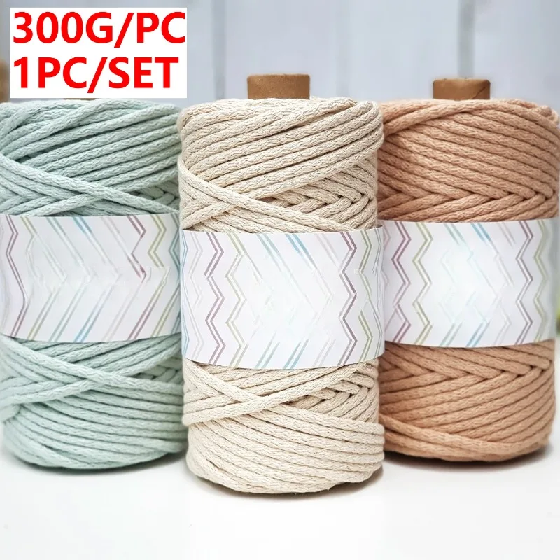 

300G 1PC 4.5MM Chunky Crochet Rope Pure Cotton Rope for Hand Knitting Yarn Bag Cushion Mat Storage Basket Wall Decoration