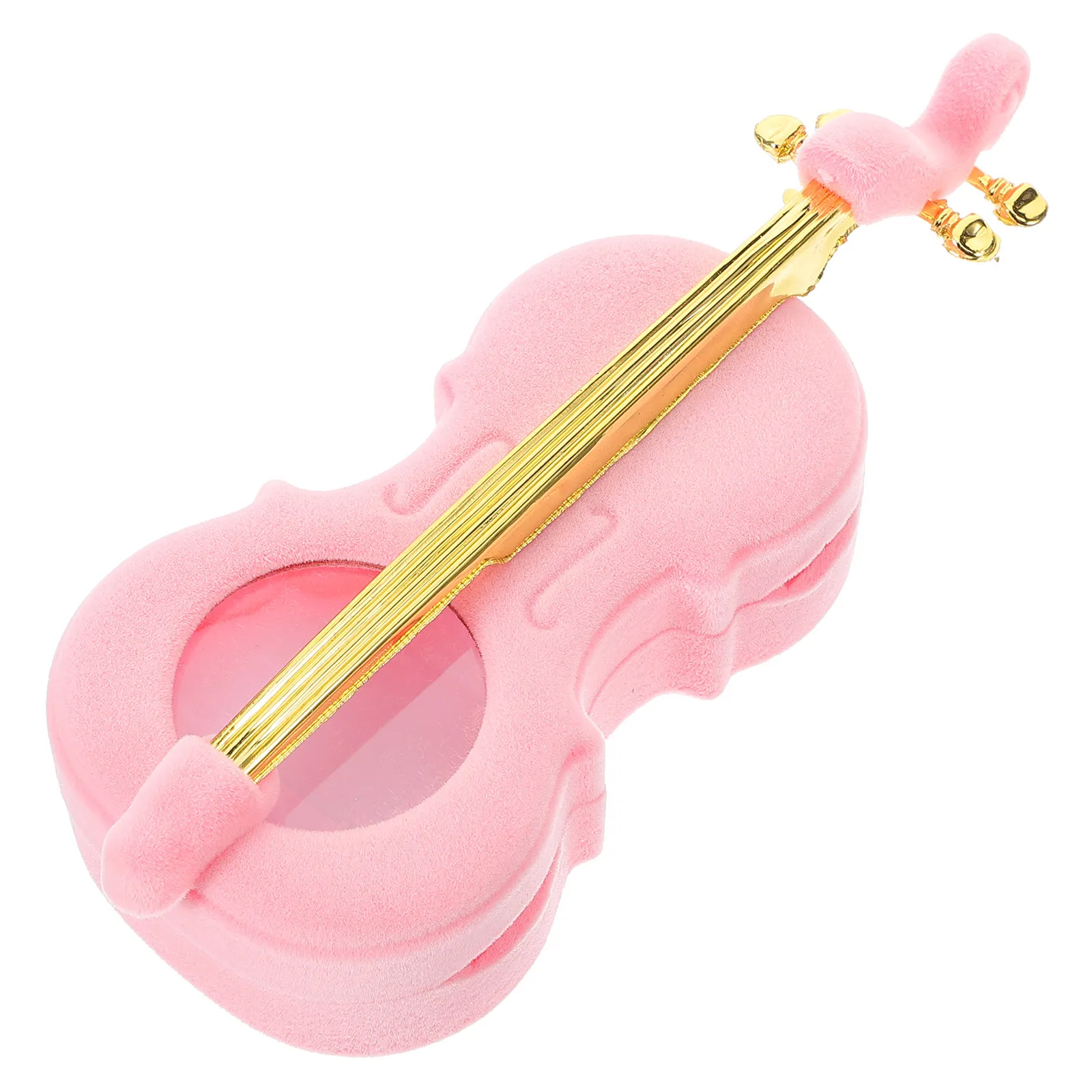 Small Jewelry Organizer Box Violin Shaped Ring Necklace Earring Storage Case Flocking Material Jewelry Box Earring Storage Case