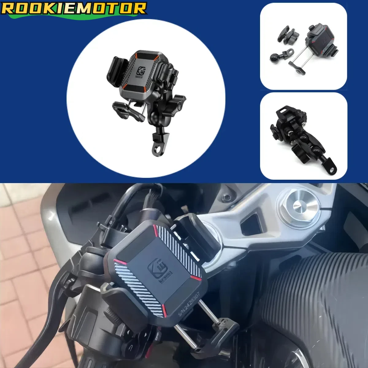 

Universal Motorcycle Stand Bracket GPS Support 360° Rotatable Mobile Phone Holder