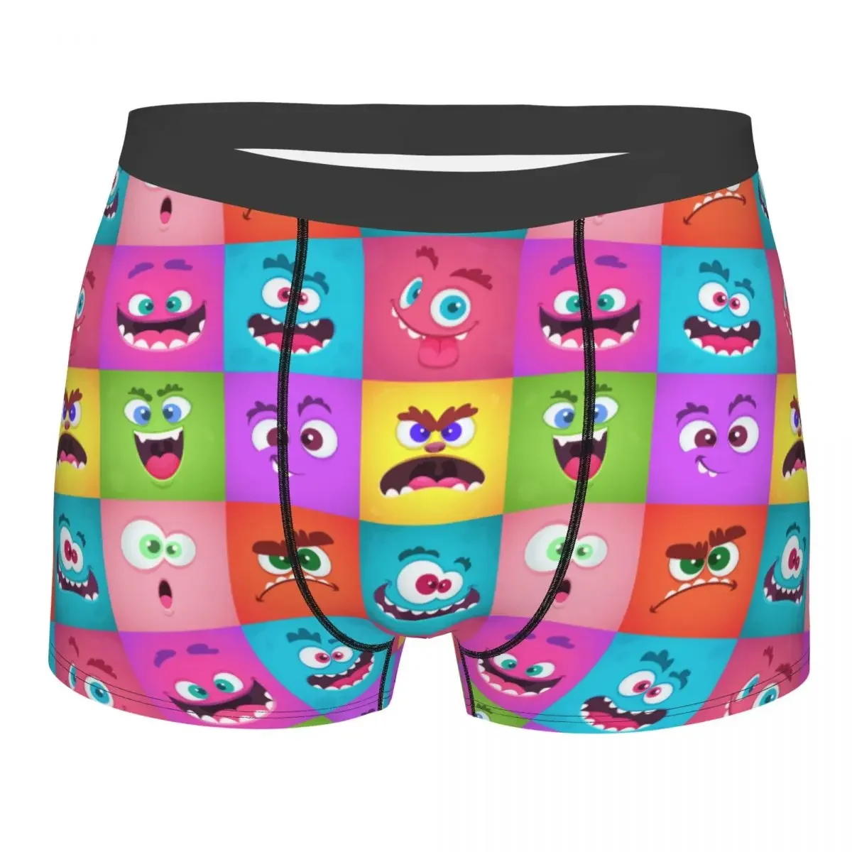 Cartoon Monster Faces Funny Meme Collage Boxer Shorts For Homme 3D Printed Male Underwear Panties Briefs Stretch Underpants