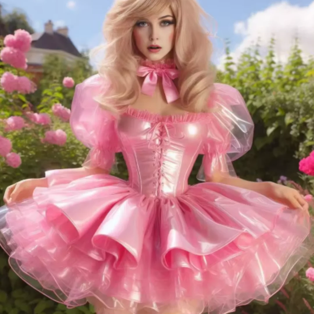 

Elegant Elven Princess Short Evening Party Gown Barbie Pink Short Prom Dress 2025 Short Sleeve Cosplay Birthday Dress Customized