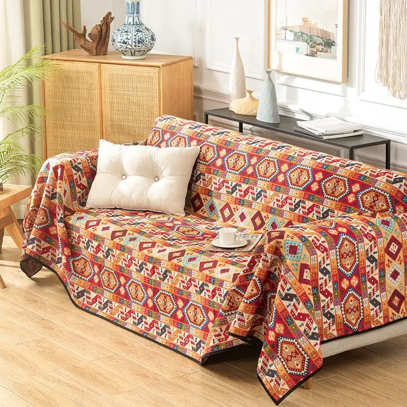 Ethnic Style Fabric Sofa Towel Cover Cloth Full Package Universal Sofa Cover Blanket Sofa Cushion All Season Universal