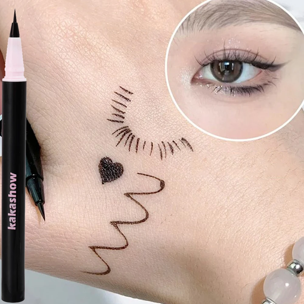 Penna per Eyeliner liscia Ultra-Fine 0.05mm fodera per occhi liquida marrone nero a prova di sbavature facile da indossare senza trucco rinforzante marrone in fiore