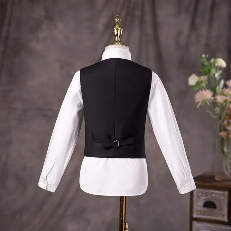 Flower Boys Black Piano Performance Tuxedo Dres Children Stage Violin Formal Suit Kids School Graduation Party Ceremony Costume