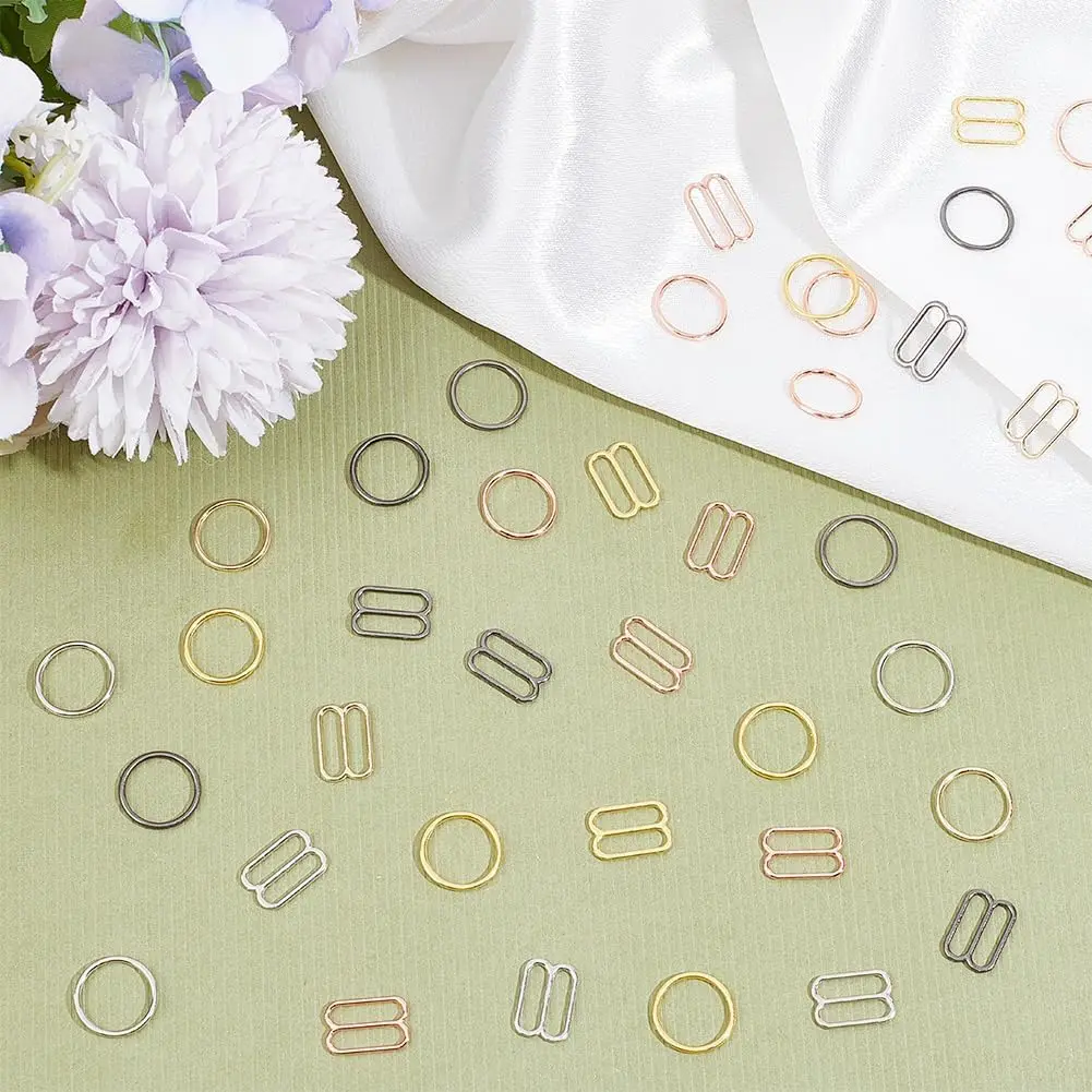 100 Stück 6mm~25mm Metall-BH-Ringe und -Schieber, Riemenversteller, Schnallen, Unterwäsche-Schieber, Ringclips zur Lingerie-Verstellung – Detail 9