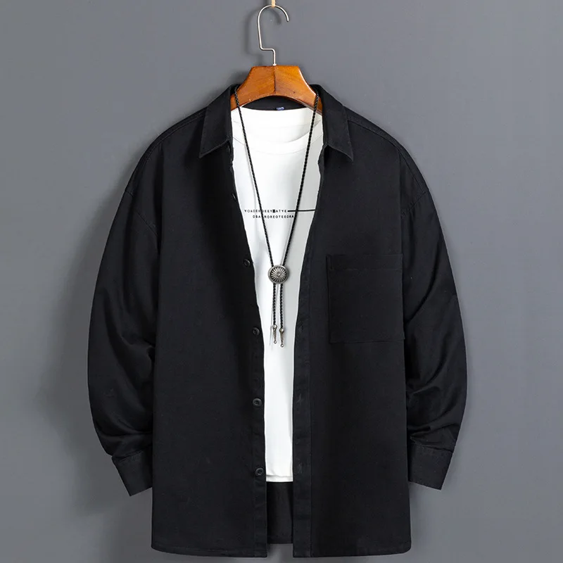 Japanese Style Work Jacket Men's Shirt Pure Cotton Thickened L Men's  Collar Fleece Lined Autumn Winter Thickened Shirt