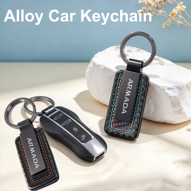 Key Ring Chain Pendants Car Keychain for Nissan Armada Badge Keyring Buckle Business Gift Carbon Fiber Key Strap Accessories