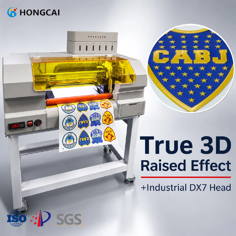 Hongcai Uv Dtf DX7 A3 30CM 3D TPU Silicone Label Printer for Clothing Heat Transfer PVC TPU Raised Logos Roll to Roll