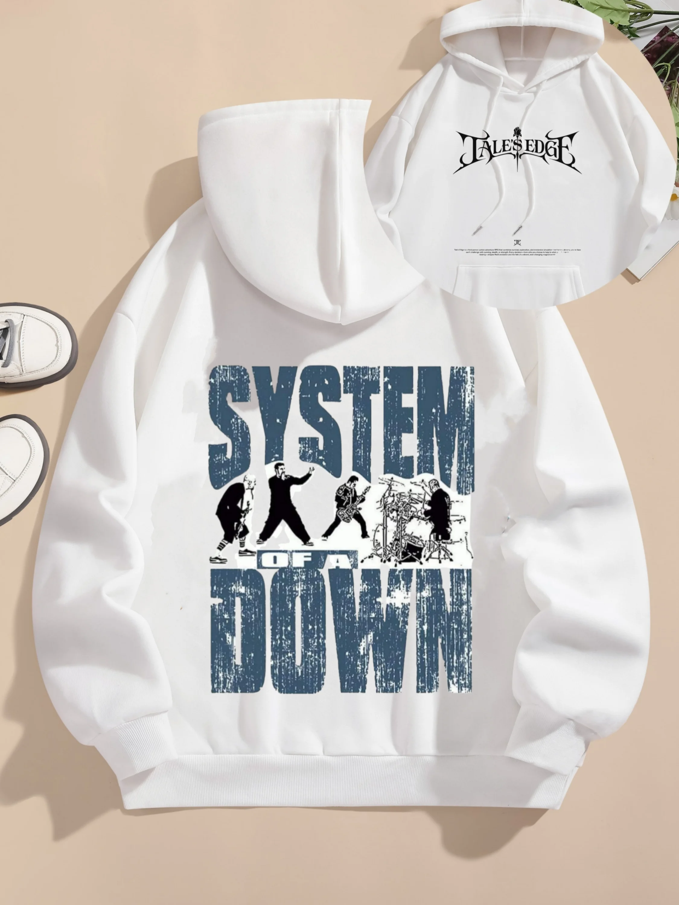 

2025 Hot Sale Autumn and Winter New White Band Printed Hooded Sweatshirt Men's Women's Cosplay Clothing Children's Pullover