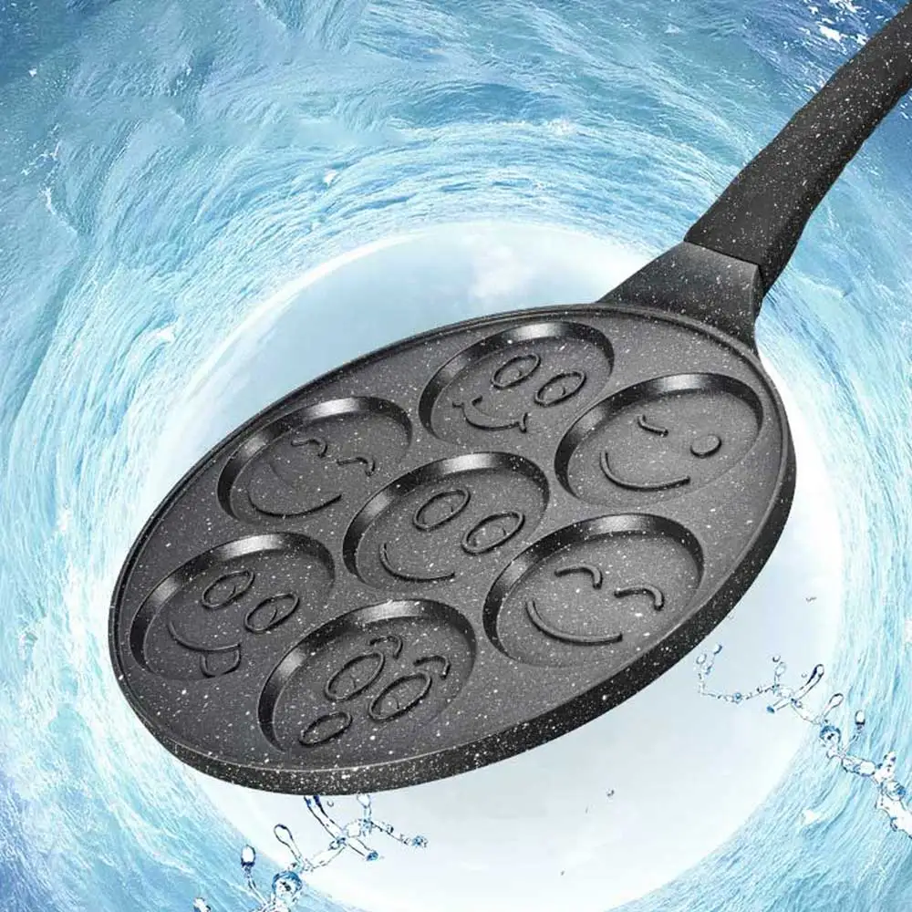 26cm non-stick pan seven-hole waffle cartoon smiling face baking pan breakfast pancake pan omelet pancake pan