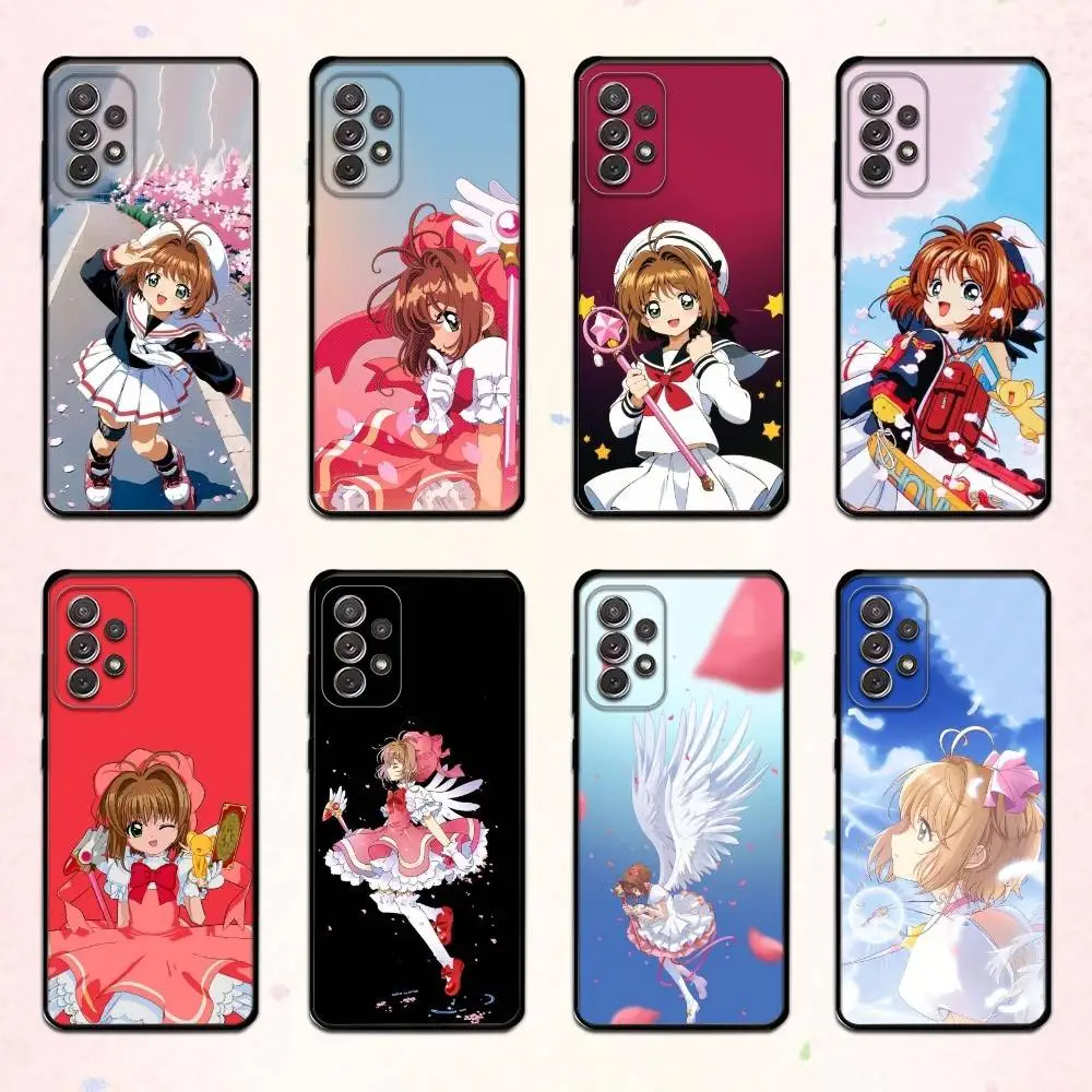 Funda de teléfono Kawaii Kero Cardcaptor Sakura para Samsung S 25,24,23,22,30,21,10,9,Ultra,Plus,Lite,FE,4,5 G, funda negra suave