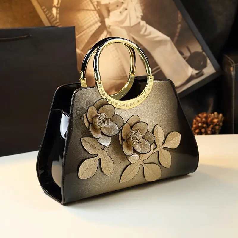 

Floral Print Elegant Mother Bag for Middle Aged Women Versatile Dumpling Shape Handbag Tote