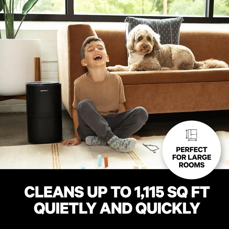 Powerful PuroAir Air Purifier for Homes - Covers 1,115 Sq Ft - Cleans Air Automatically 24/7 - Best Air Purifier for Allergies