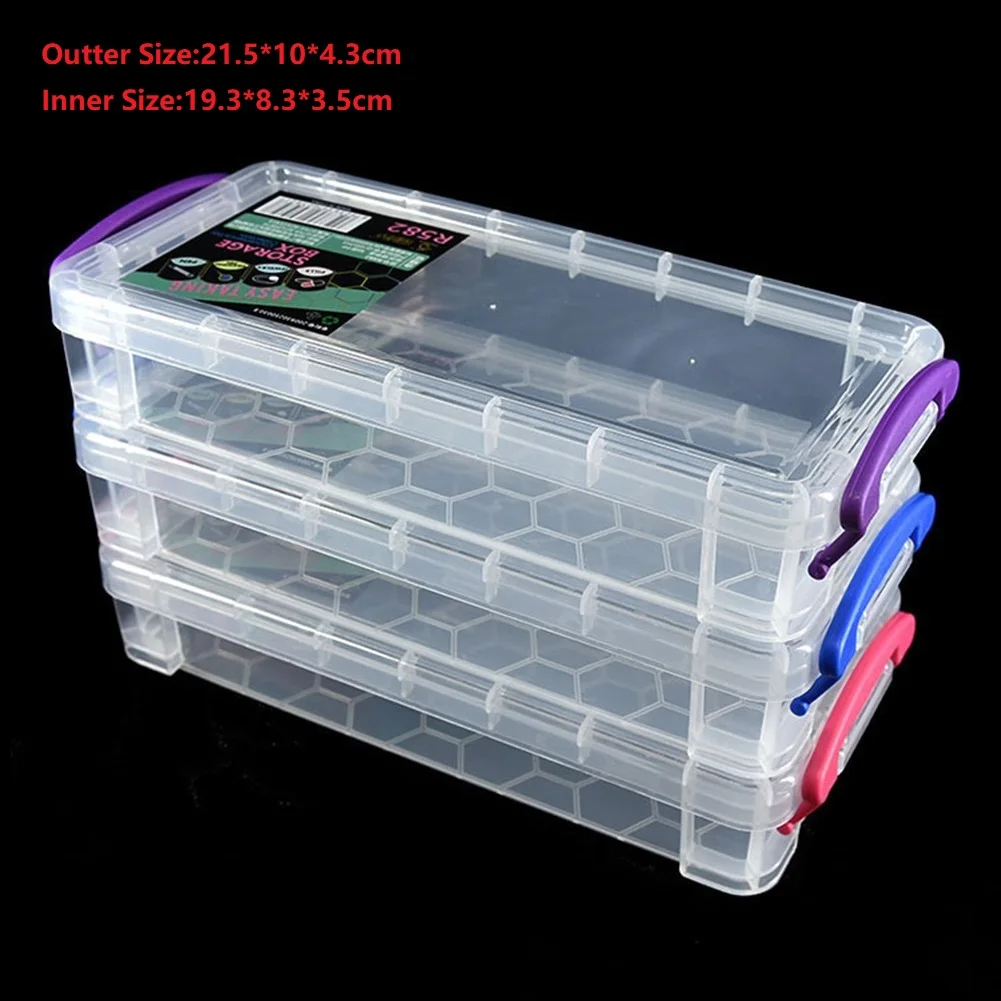 Sturdy Plastic Box with Snap Closure Transparent Design and Hexagon Underside for Organizing Screws Nails Beads and Art Supplies