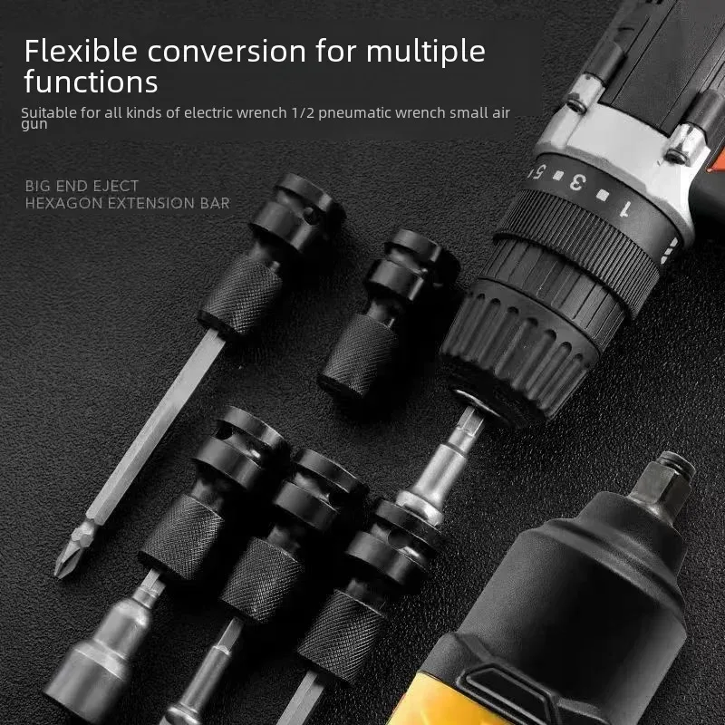 Elektrische sleuteladapter 1/2 dopsleutel achthoekig naar driverbit Elektrische boor Gespecialiseerd intrekbaar veerconversiekopgereedschap