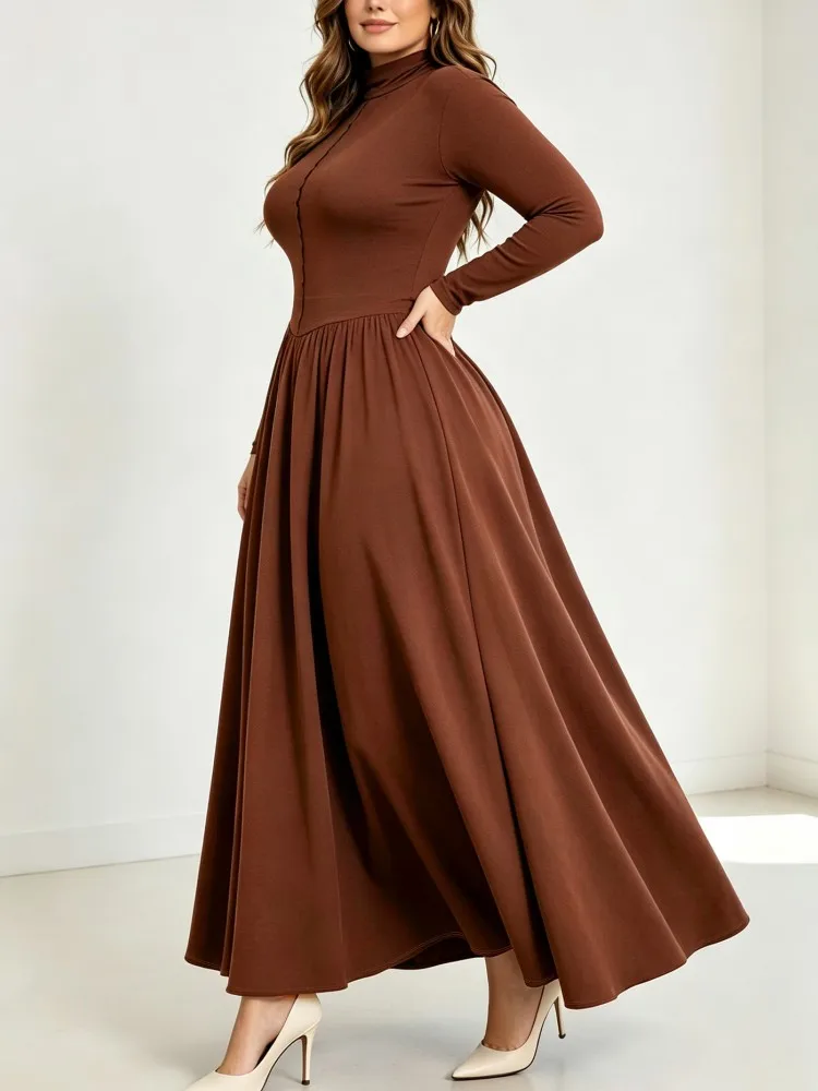 XL-5XL Plus Size Women Clothes Dresses Autumn Spring Robes Long Sleeve Street Style Casual 3XL Big Size Maxi Dress Oversized