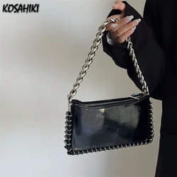 2024 New Luxury Design Mini Square Bag Glossy Y2k Aesthetic Ins Women Underarm Bag Fashion Casual Simple Chain Shoulder Handbags